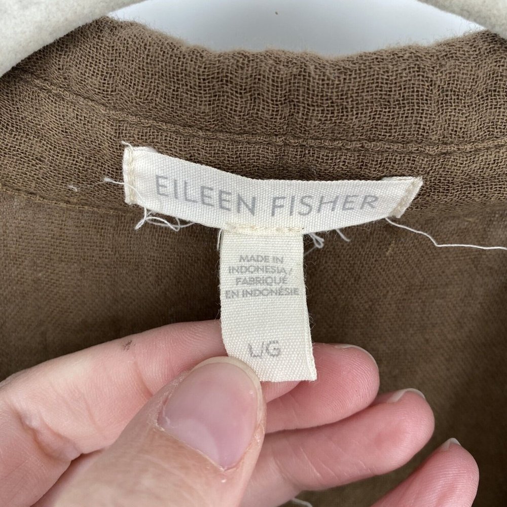 Eileen Fisher Brown Gauze 2-layered Blouse. Not see-through. Soft/comfortable. - Picture 2 of 5